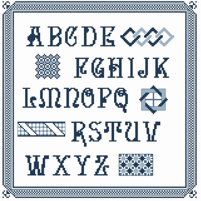 Blue Alphabet Sampler