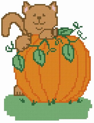 Kitty With Pumpkin